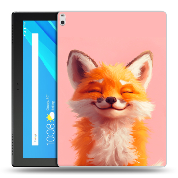 Силиконовый чехол на Lenovo Tab 4 10 Plus с принтом милая лиса Силиконовый чехол на Lenovo Tab 4 10 Plus с принтом милая лиса