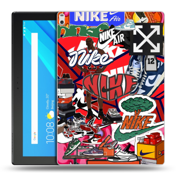 Силиконовый чехол на Lenovo Tab 4 10 Plus с принтом Найк Nike яркий Силиконовый чехол на Lenovo Tab 4 10 Plus с принтом Найк Nike яркий