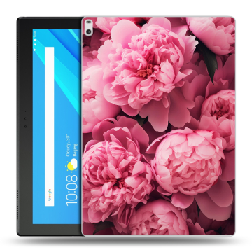 Силиконовый чехол на Lenovo Tab 4 10 Plus с принтом цветы пионы Силиконовый чехол на Lenovo Tab 4 10 Plus с принтом цветы пионы