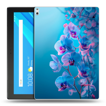 Силиконовый чехол на Lenovo Tab 4 10 Plus с принтом голубые орхидеи