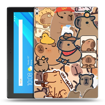 Силиконовый чехол на Lenovo Tab 4 10 Plus с принтом капибара