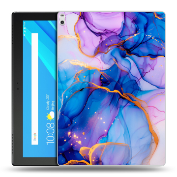 Силиконовый чехол на Lenovo Tab 4 10 Plus с принтом синий мрамор