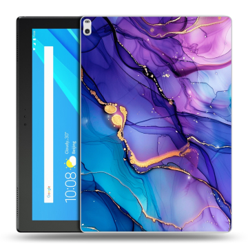 Силиконовый чехол на Lenovo Tab 4 10 Plus с принтом синий мрамор