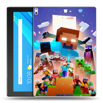 Силиконовый чехол на Lenovo Tab 4 10 Plus с принтом Майнкрафт Minecraft Силиконовый чехол на Lenovo Tab 4 10 Plus с принтом Майнкрафт Minecraft