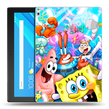 Силиконовый чехол на Lenovo Tab 4 10 Plus с принтом спанчбоб спанч боб