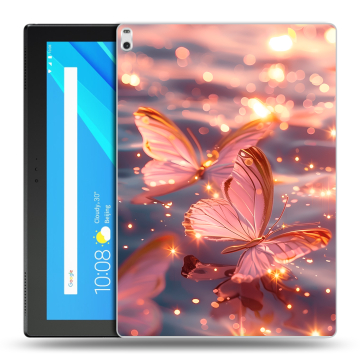 Силиконовый чехол на Lenovo Tab 4 10 Plus с принтом бабочки розовые