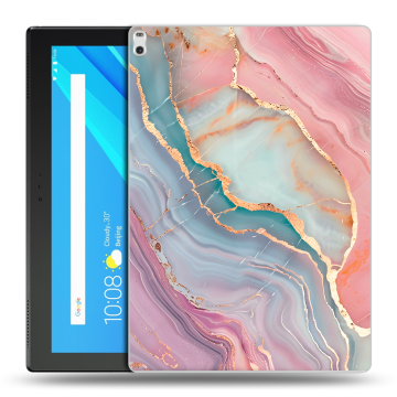 Силиконовый чехол на Lenovo Tab 4 10 Plus с принтом розовый мрамор