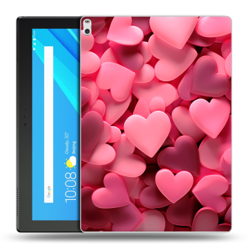 Силиконовый чехол на Lenovo Tab 4 10 Plus с принтом розовые сердечки Силиконовый чехол на Lenovo Tab 4 10 Plus с принтом розовые сердечки