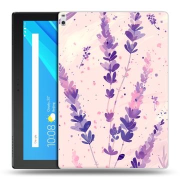 Силиконовый чехол на Lenovo Tab 4 10 Plus с принтом цветы лаванда Силиконовый чехол на Lenovo Tab 4 10 Plus с принтом цветы лаванда