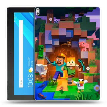 Силиконовый чехол на Lenovo Tab 4 10 Plus с принтом Майнкрафт Minecraft Силиконовый чехол на Lenovo Tab 4 10 Plus с принтом Майнкрафт Minecraft