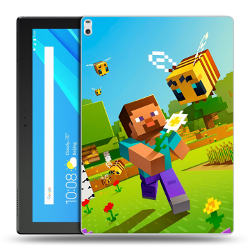 Силиконовый чехол на Lenovo Tab 4 10 Plus с принтом Майнкрафт Minecraft