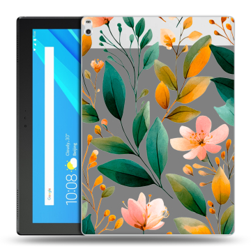 Силиконовый чехол на Lenovo Tab 4 10 Plus с принтом Цветы паттерн Силиконовый чехол на Lenovo Tab 4 10 Plus с принтом Цветы паттерн