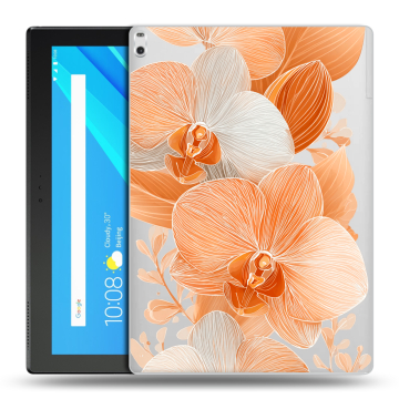 Силиконовый чехол на Lenovo Tab 4 10 Plus с принтом Бежевые цветы Силиконовый чехол на Lenovo Tab 4 10 Plus с принтом Бежевые цветы