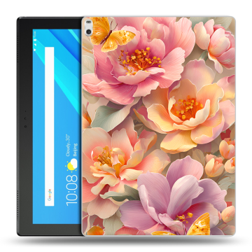 Силиконовый чехол на Lenovo Tab 4 10 Plus с принтом Цветы и бабочки Силиконовый чехол на Lenovo Tab 4 10 Plus с принтом Цветы и бабочки