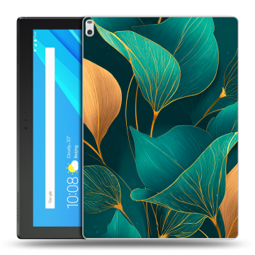 Силиконовый чехол на Lenovo Tab 4 10 Plus с принтом Листья и золото Силиконовый чехол на Lenovo Tab 4 10 Plus с принтом Листья и золото