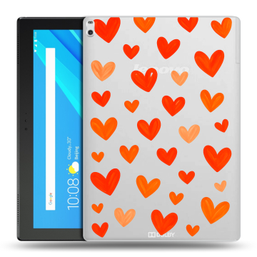 Силиконовый чехол на Lenovo Tab 4 10 Plus с принтом Сердечки Силиконовый чехол на Lenovo Tab 4 10 Plus с принтом Сердечки