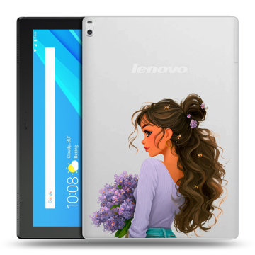 Силиконовый чехол на Lenovo Tab 4 10 Plus с принтом девушка цветы