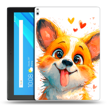 Силиконовый чехол на Lenovo Tab 4 10 Plus с принтом корги Силиконовый чехол на Lenovo Tab 4 10 Plus с принтом корги