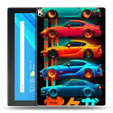 Силиконовый чехол на Lenovo Tab 4 10 Plus с принтом машины тачки