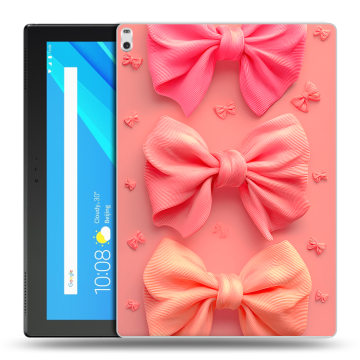 Силиконовый чехол на Lenovo Tab 4 10 Plus с принтом Розовые бантики