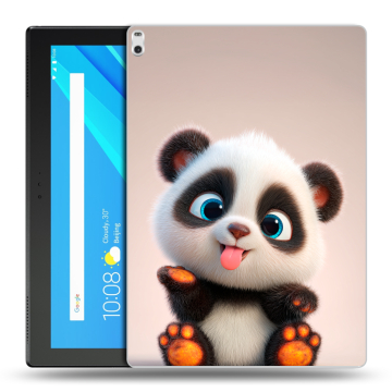 Силиконовый чехол на Lenovo Tab 4 10 Plus с принтом милая панда Силиконовый чехол на Lenovo Tab 4 10 Plus с принтом милая панда