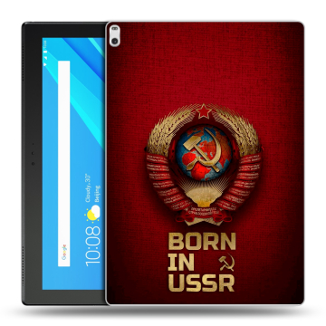 Силиконовый чехол на Lenovo Tab 4 10 Plus с принтом Флаг Герб СССР
