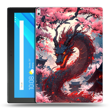 Силиконовый чехол на Lenovo Tab 4 10 Plus с принтом Дракон Японский Силиконовый чехол на Lenovo Tab 4 10 Plus с принтом Дракон Японский