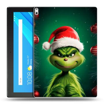 Силиконовый чехол на Lenovo Tab 4 10 Plus с принтом Гринч Новый год Рождество