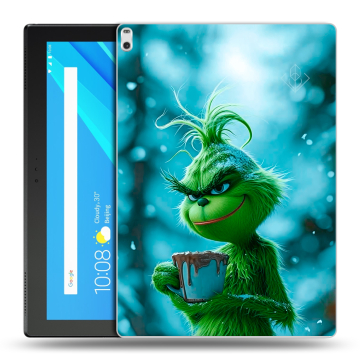 Силиконовый чехол на Lenovo Tab 4 10 Plus с принтом Новый год гринч