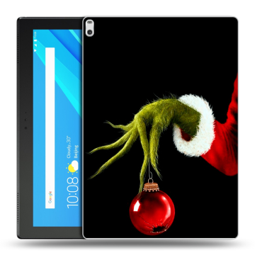 Силиконовый чехол на Lenovo Tab 4 10 Plus с принтом Новый год Гринч