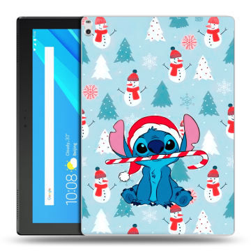 Силиконовый чехол на Lenovo Tab 4 10 Plus с принтом Стич Новый год