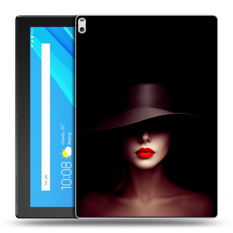 Силиконовый чехол на Lenovo Tab 4 10 Plus с принтом Девушка в шляпе Силиконовый чехол на Lenovo Tab 4 10 Plus с принтом Девушка в шляпе