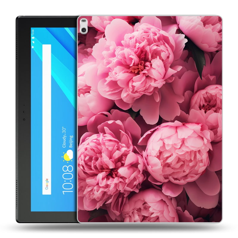 Силиконовый чехол на Lenovo Tab 4 10 Plus с принтом цветы пионы Силиконовый чехол на Lenovo Tab 4 10 Plus с принтом цветы пионы