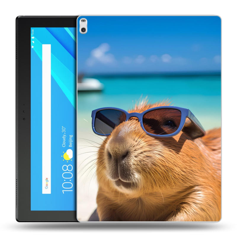 Силиконовый чехол на Lenovo Tab 4 10 Plus с принтом Капибара Силиконовый чехол на Lenovo Tab 4 10 Plus с принтом Капибара