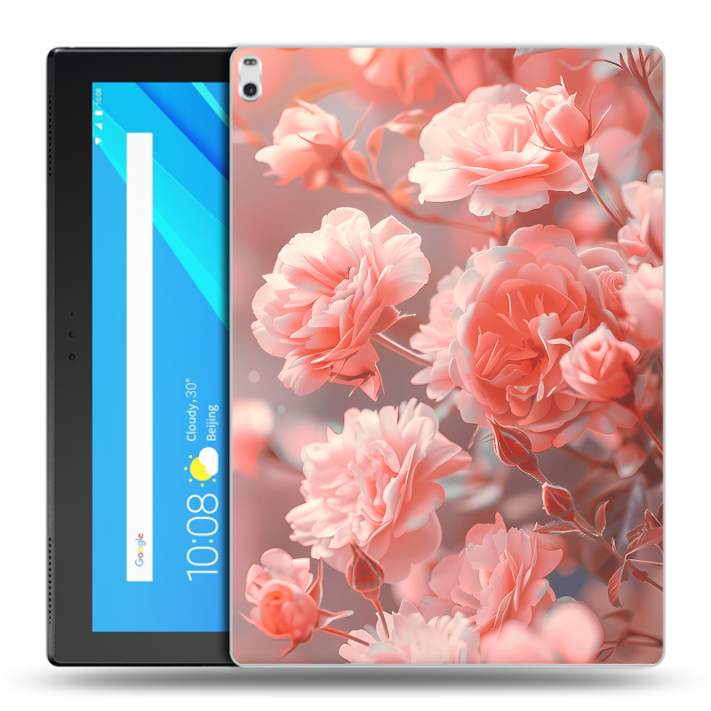 Силиконовый чехол на Lenovo Tab 4 10 Plus с принтом Розы цветы Силиконовый чехол на Lenovo Tab 4 10 Plus с принтом Розы цветы