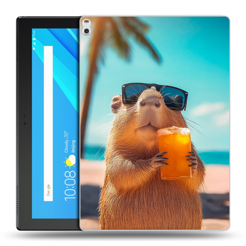 Силиконовый чехол на Lenovo Tab 4 10 Plus с принтом Капибара Силиконовый чехол на Lenovo Tab 4 10 Plus с принтом Капибара