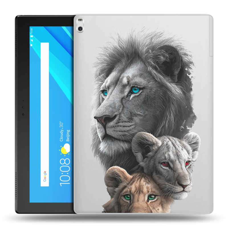 Силиконовый чехол на Lenovo Tab 4 10 Plus с принтом Львы Силиконовый чехол на Lenovo Tab 4 10 Plus с принтом Львы