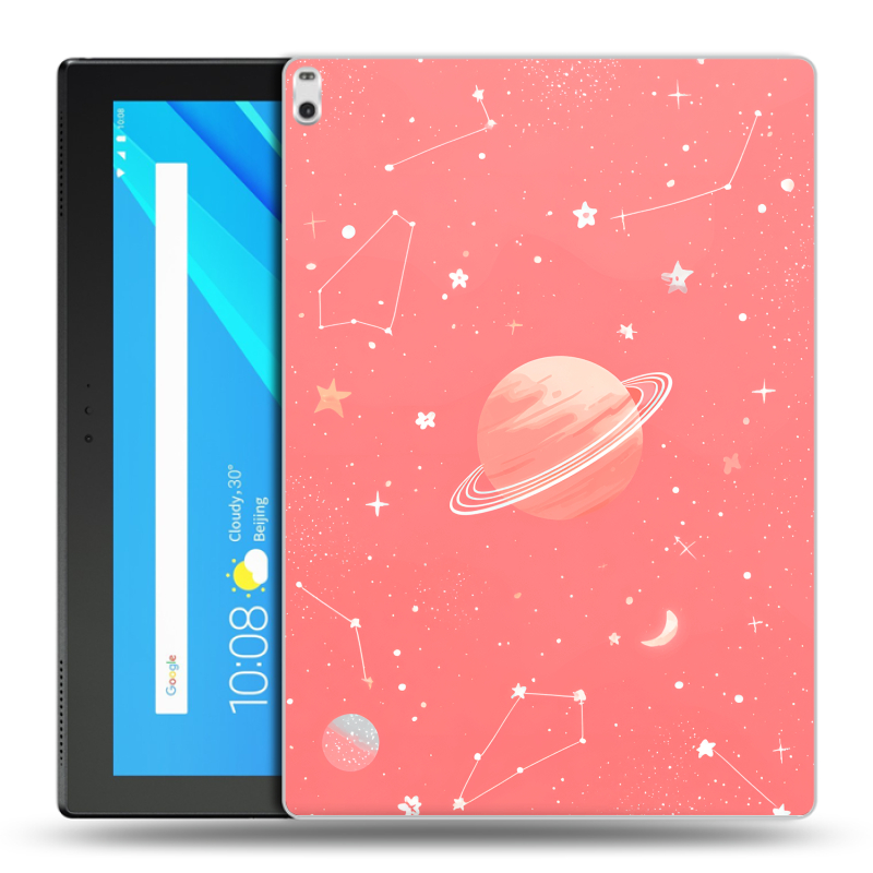 Силиконовый чехол на Lenovo Tab 4 10 Plus с принтом Розовый космос Силиконовый чехол на Lenovo Tab 4 10 Plus с принтом Розовый космос