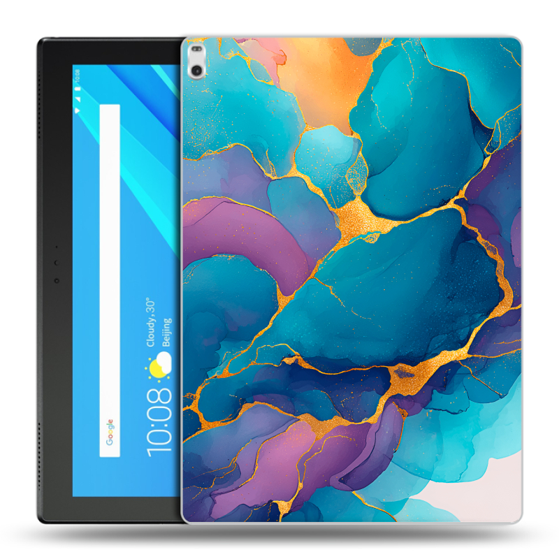 Силиконовый чехол на Lenovo Tab 4 10 Plus с принтом Мрамор блестки Силиконовый чехол на Lenovo Tab 4 10 Plus с принтом Мрамор блестки