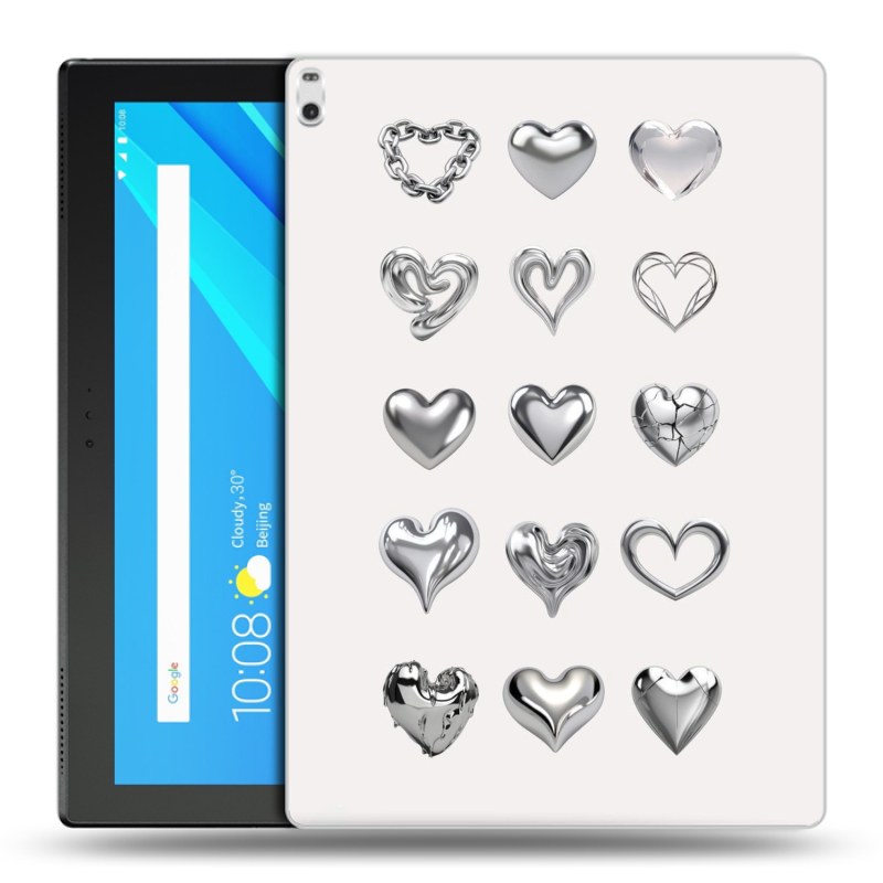 Силиконовый чехол на Lenovo Tab 4 10 Plus с принтом Y2K сердечки Силиконовый чехол на Lenovo Tab 4 10 Plus с принтом Y2K сердечки