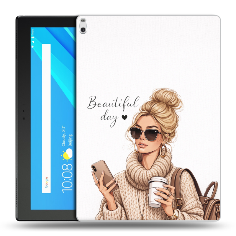 Силиконовый чехол на Lenovo Tab 4 10 Plus с принтом женский Силиконовый чехол на Lenovo Tab 4 10 Plus с принтом женский