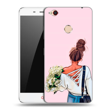 Пластиковый чехол на ZTE Nubia N1 с принтом Девушка и букет Пластиковый чехол на ZTE Nubia N1 с принтом Девушка и букет
