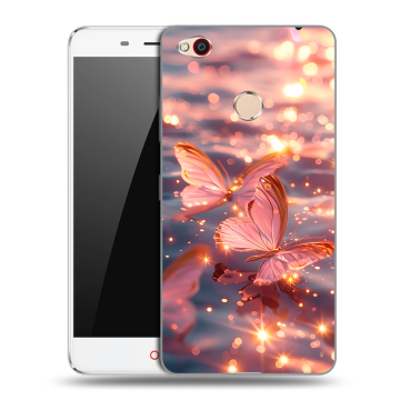 Пластиковый чехол на ZTE Nubia N1 с принтом бабочки розовые