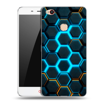 Пластиковый чехол на ZTE Nubia N1 с принтом Неоновые соты
