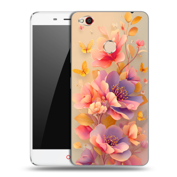 Пластиковый чехол на ZTE Nubia N1 с принтом Цветы и бабочки