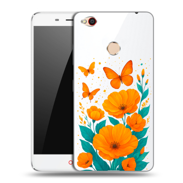 Пластиковый чехол на ZTE Nubia N1 с принтом цветы бабочки