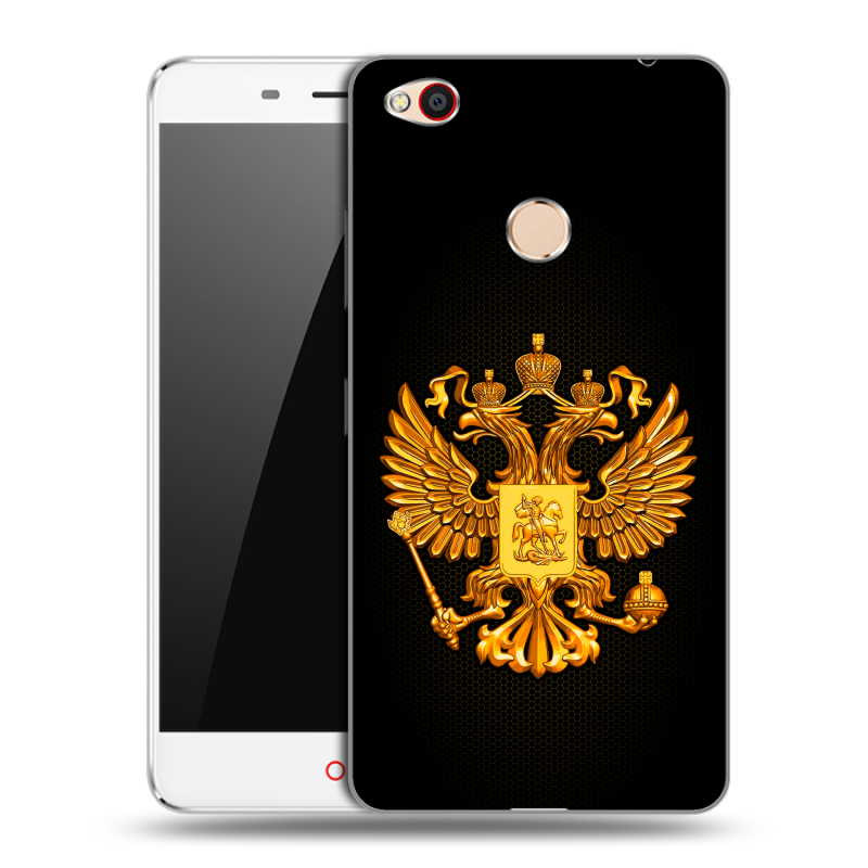 Пластиковый чехол на ZTE Nubia N1 с принтом Герб России желтый Пластиковый чехол на ZTE Nubia N1 с принтом Герб России желтый