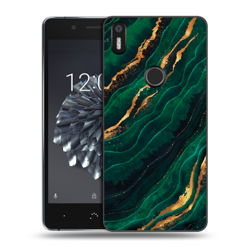 Силиконовый чехол на BQ Aquaris X5 Plus с принтом Мрамор зеленое золото