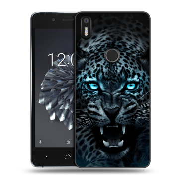 Силиконовый чехол на BQ Aquaris X5 Plus с принтом Темный леопард