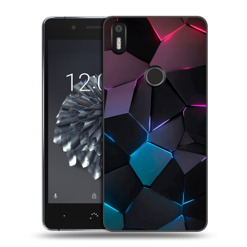 Силиконовый чехол на BQ Aquaris X5 Plus с принтом Геометрия неона